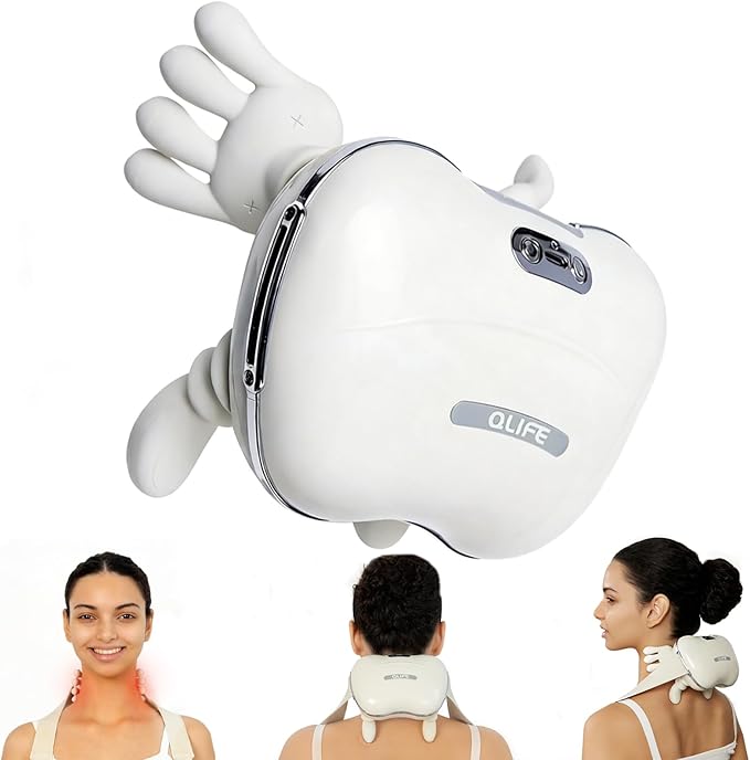 QLIFE Neck Massager with Heat Neck and Shoulder Massager Cordless Neck Massager with Fingers Neck Massager for Pain Relief Deep Tissue - 2026 New for Home Office Travel