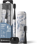 MIPOW Brush GO SlimPro i4 Electric Toothbrush Rechargeable Smart Ultra Sonic 3 Modes Travel Case &amp Ceramic Dock 60Day Battery Soft Bristles 2 Heads IPX7 Waterproof Color-Voyage Edition