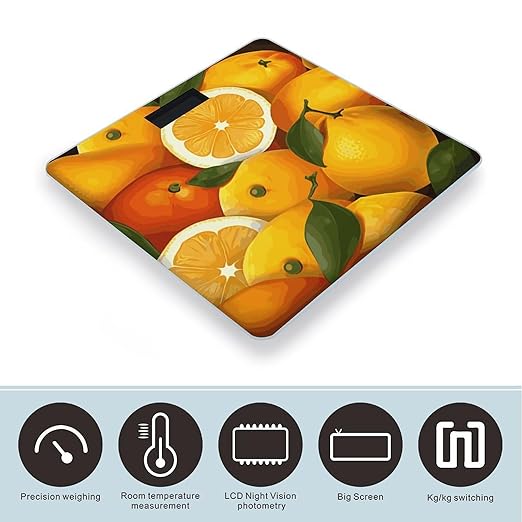 Oranges and Lemons Bathroom ScaleHighly Accurate Digital Weighing Machine for People Bright LED Display Weight Scale for The Aldult Home Use