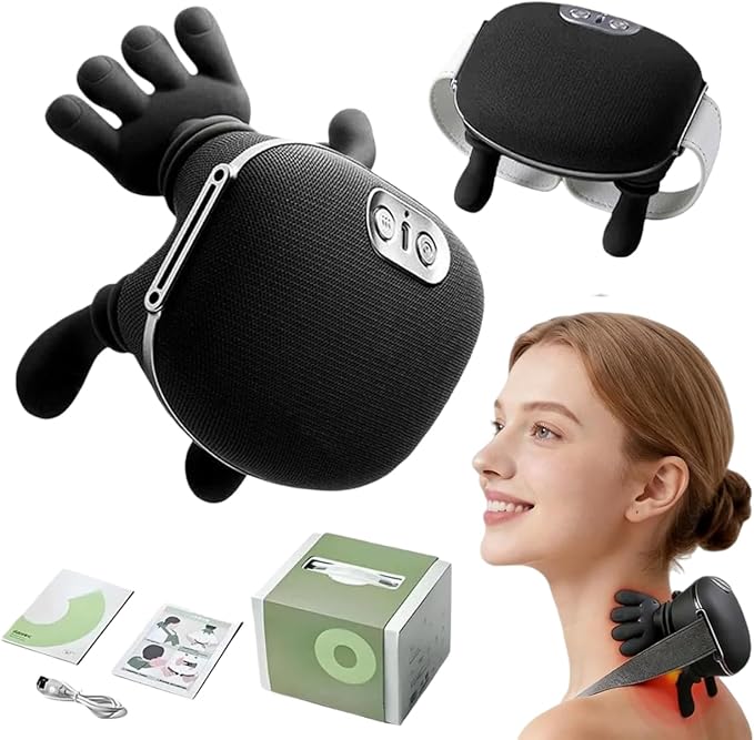 Cordless Shiatsu Neck and Shoulder Massager with Heat Deep Tissue Kneading Back Massager for Pain Relief Rechargeable Portable Massage Wrap for Neck Shoulders Back Office &amp Home Use