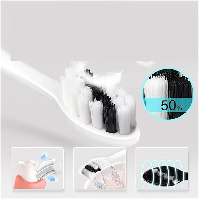 8/16PCS Electric Toothbrush Replacement HeadsCompatible for SEAGO 2725/S2/S5/SX/SG972 YUNCHI Y7 Brush Nozzle(16Black)