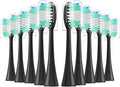 10 Pieces Large Brush Head Crescent-Shaped Bristles Compatibility for Aquasonic Series Toothbrush Soft Bristle(Black)