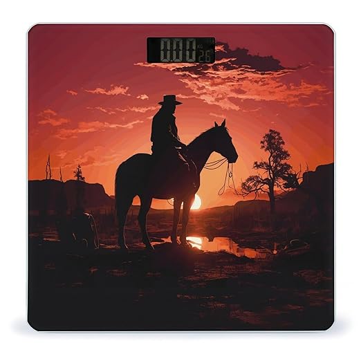 Cowboy West Scale for Body Weight Sturdy Tempered Glass Weighing Scales with LCD Display Accurate Digital Bathroom Scale Convenient Body Fat Smart Scales Easy Read