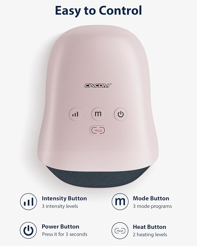 CINCOM Hand Massager - Cordless Hand Massager with Heat and Compression for Arthritis and Carpal Tunnel Gifts for Women(Pink)