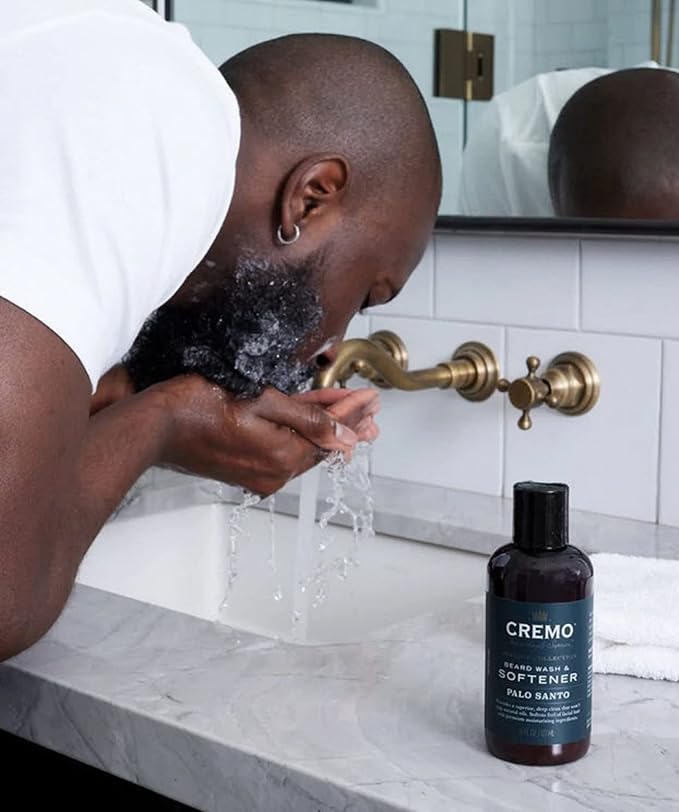Cremo Palo Santo Beard Wash &amp Softener and Body Wash for Men Bundle 6 Fluid Ounces and 16 Fluid Ounces