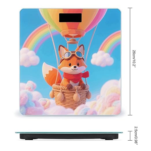 Cartoon Fox Scale for Body Weight Sturdy Tempered Glass Weighing Scales with LCD Display Accurate Digital Bathroom Scale Convenient Body Fat Smart Scales Easy Read