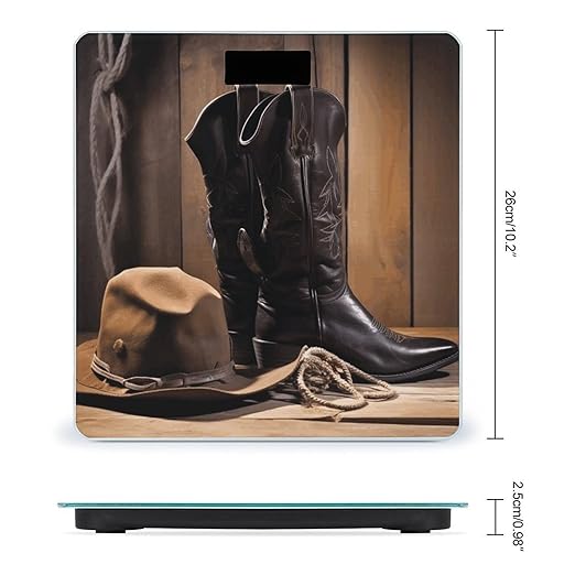 Cowboy Black Hat Western Boots Digital Bathroom Scale Fashion Unique Weight Scale BMI Anti-Slip Precision Weighing Scales Suitable for Home Bedrooms Use and Gift