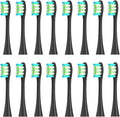 16pcs Replacement Brush HeadsCompatible for X/Pro/ Z1/ SE F1/one/ PW01/03/05/07/09 P5 Toothbrush(16 Black)