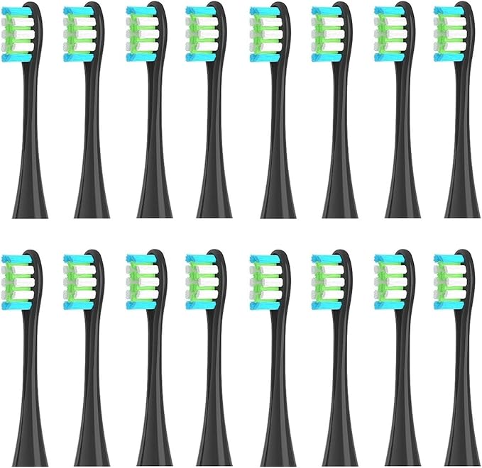 16pcs Replacement Brush HeadsCompatible for Oclean X/Pro/ Z1/ SE F1/one/ PW01/03/05/07/09 P5 Toothbrush(16 Black)