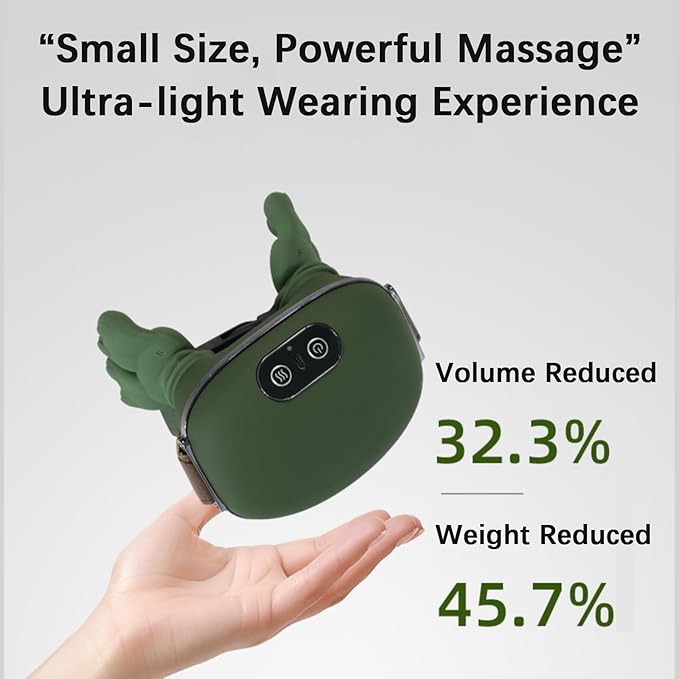 Neck and Shoulder MassagerPortable Shiatsu Back Massage Hand-Shaped Deep Tissue 4D Kneading Massager with Heat for Pain Relief and Muscle RelaxGifts for Women Men(Green)