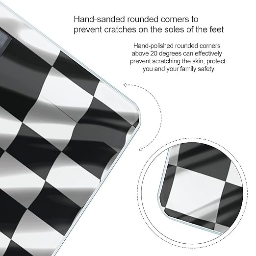 Black White Race Checkered Flag Scale for Body Weight Smart Scales Digital Bathroom Scale High Precision Weighing Scales with Large Display Weighing Machine for People