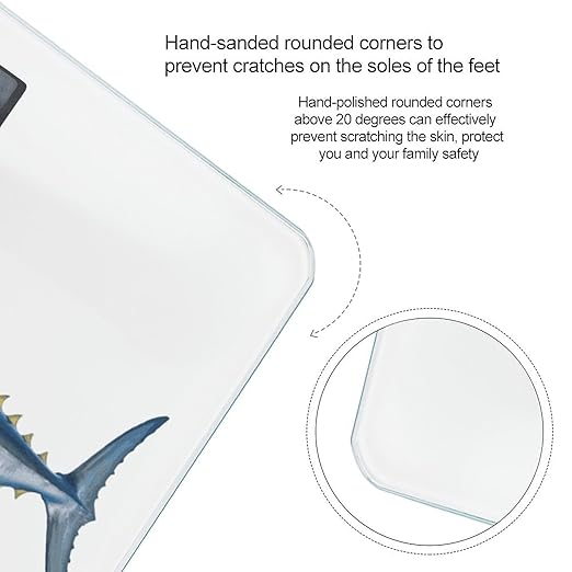 Tuna Thunnus Scale with LCD Easy-to-Read Anti-Slip Weight Digital Bathroom Scale Precision Weighing Scales Sturdy Tempered Glass Body Weight Scales for Daily Use