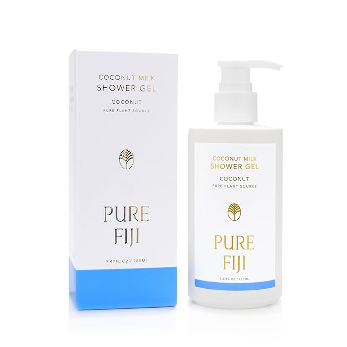 PURE FIJI Coconut Milk Shower Gel 9.47 oz / 280 ml | Hydrating Moisturizing Gentle Natural Body Wash Tropical Scent Coconut Oil Daily Skin Care (Coconut)