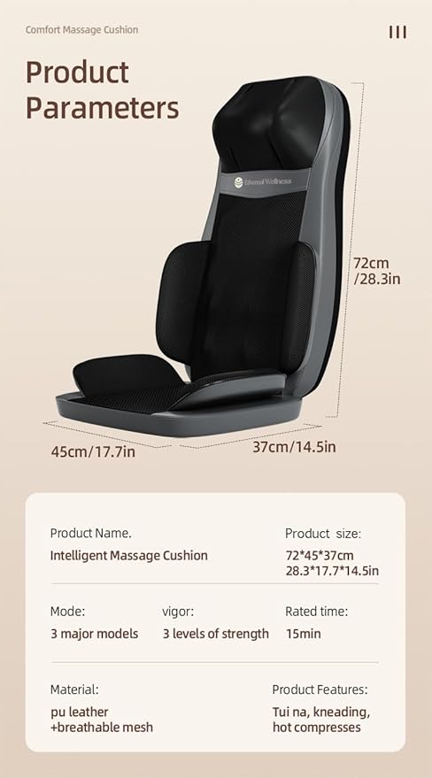 Shiatsu Massage Chair with Heat Full Back Shiatsu &amp Rolling Comfortable Massage Chair Pad for Stress Relief Gift for her/him Office and Home.Black Free car Adapter Included