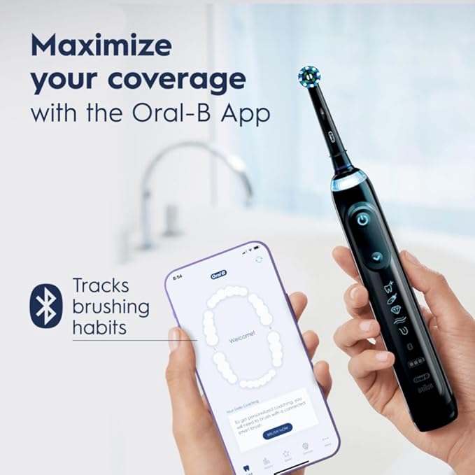 Oral-B Genius X Limited Rechargeable Electric Toothbrush with 1 Replacement Brush Head Travel Case Midnight Black
