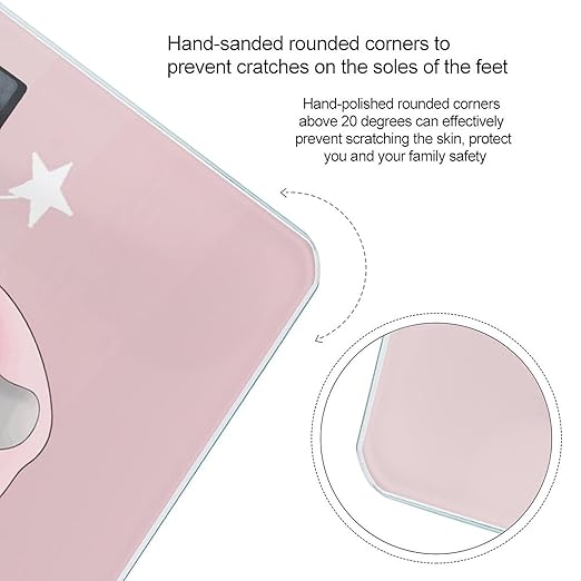 Pink ElephantScale for Body Weight with LCD High Precision Weighing Scales Fashion Sturdy Tempered Glass Weight Scales Easy-to-Read Digital Bathroom Scale for Daily 400lb