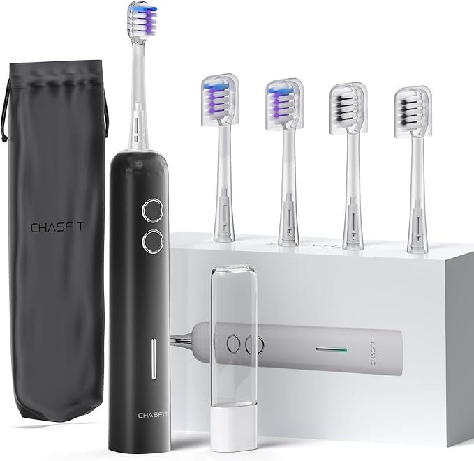 Electric Toothbrush for AdultsWave Oscillation &amp Vibration Sonic Tooth BrushBASS-Brushing Technique Travel Rechargeable Toothbrushes with 4 Soft Bristle Replace HeadsGifts for Men Women