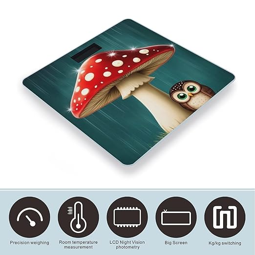 Smart Scale for Body Weight Digital Bathroom Weighing Scale Energy Saving Scale Cute Owl Mushroom