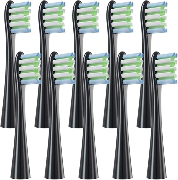 Replacement HeadsCompatible for Oclean Flow/X/X PRO/ Z1/ F1/ One/Air 2 /SE Brush Soft Sonic Toothbrush Vacuum(10 Black)