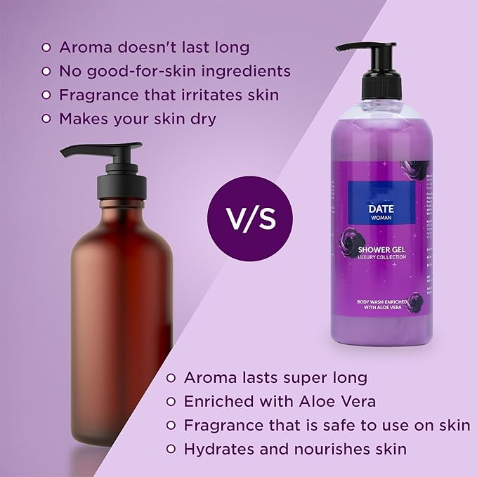 BVita Luxury Date Woman Body Wash Refreshing Shower Gel for Deep Cleansing Hydrating Moisturising Softer &amp Smoother Skin with Aloe Vera 500 Ml