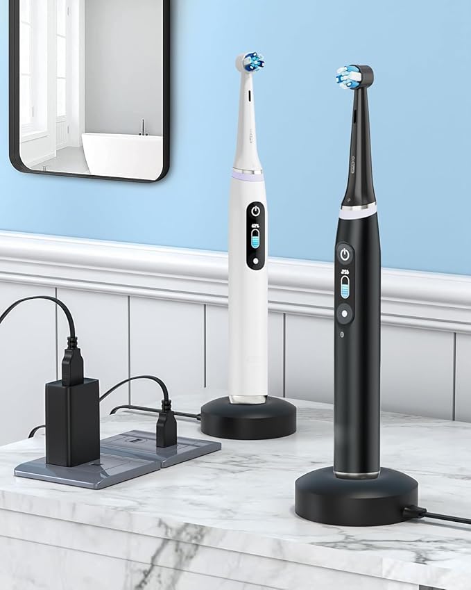 WUKUR for Oral B iO Charger Base Compatible with Oral B iO Electric Toothbrush Series 7 8 9 10 Magnetic Travel Charging Base Model 3768 Power Cord (Black)
