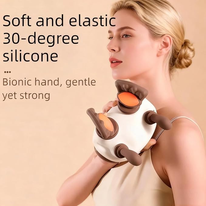 Heated Neck Massager Wireless Portable Shiatsu Neck and Back Massager 4D Kneading Massage Simulated Human Hand Design for Muscle Relax Gifts to Men Women