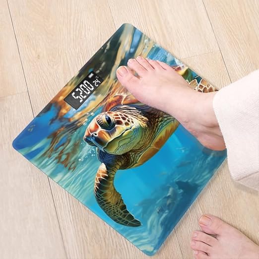 Digital Scale for Body Weight Highly Precision Bathroom Weight Scale 400 lbs with Backlit Display Personalized Scale for Home-Majestic Sea Turtle Swimming in The Clear Blue Ocean