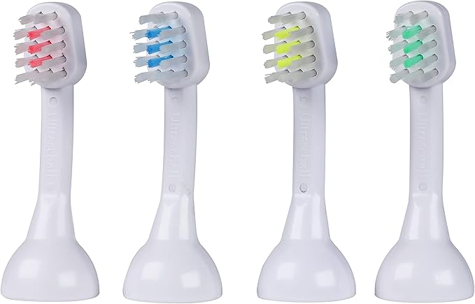 Emmi-dent Metallic/Professional 2-Pin Bristle-Head Attachments - Electric Toothbrush Replacement Heads. Cleans with Ultrasound Waves (Kids 4 Pack)