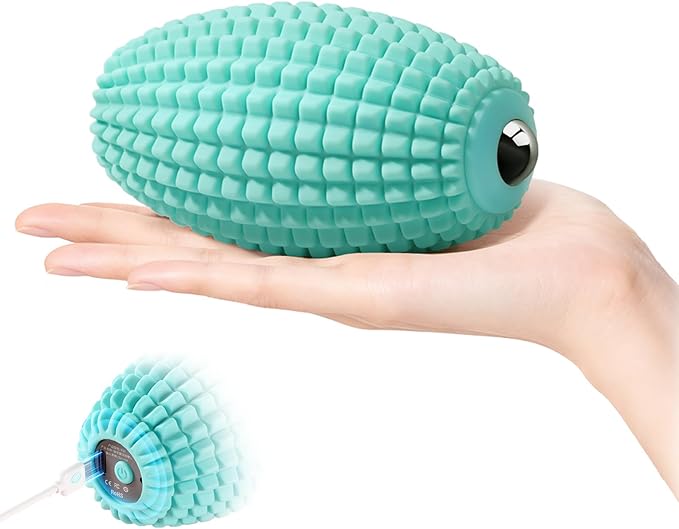 Vibrating Massage Ball for Muscle Recovery Silicone Myofascial Massage Ball Plantar Fasciitis ReliefHip &amp Psoas Release Deep Tissue &amp Trigger Point Roller for Neck Back Foot (Blue)