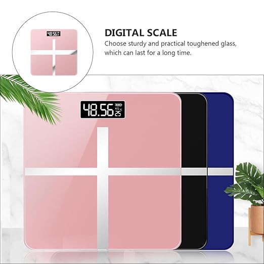 Digital Body Weight Scale USB Charging Precise Household Electronic Bathroom Scale 26x26cm Rose Gold Cross Design Black Screen for Weight Management