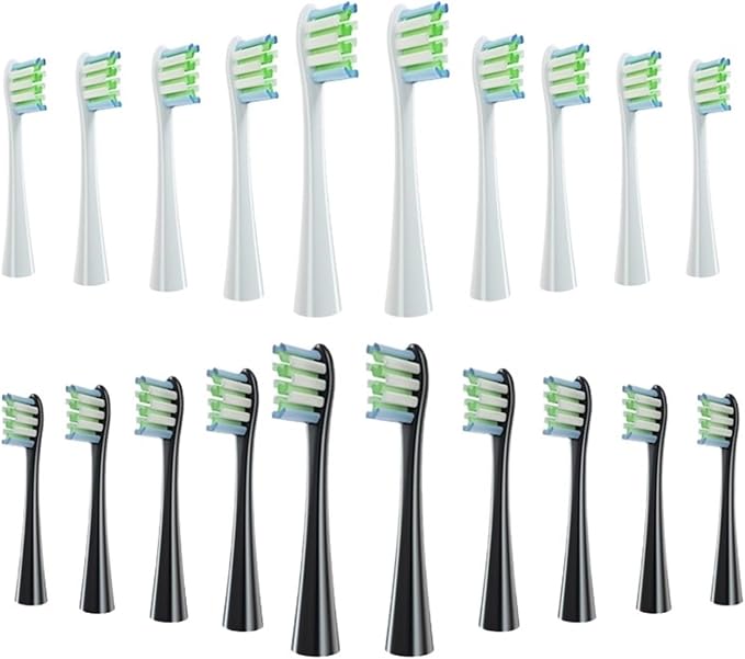 Brush Head ReplacementCompatible for Oclean Electric Toothbrush Soft Bristle X/X PRO/ Z1 Brushes Replaceable Fit(10 White 10 Black)