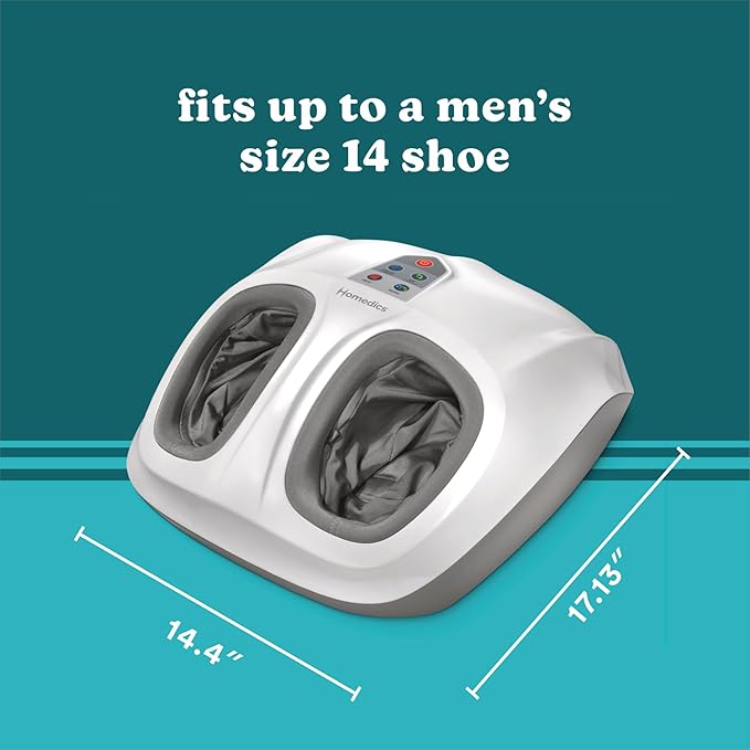 Homedics Shiatsu Air 2.0 Foot Massager with Soothing Heat and Rhythmic Air Compression 3 Customized Controls and Intensities Washable Liner at-Home Kneading Massage Relaxes Feet 3 Speed Options
