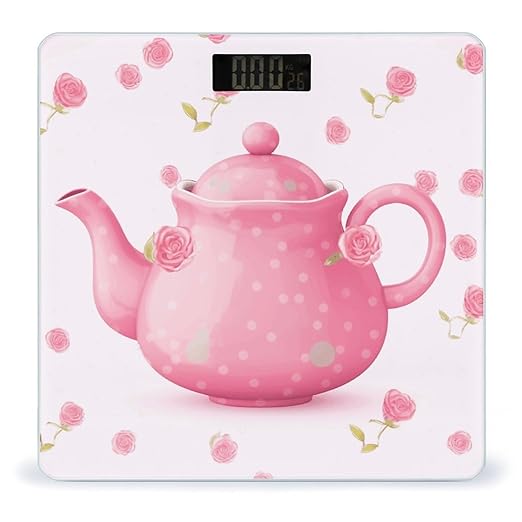 Pink Teapot Weight Scale Highly Accurate Digital Weighing Scale with Large LCD Display Smart Bathroom Scales for Home Bedrooms and Gift Giving