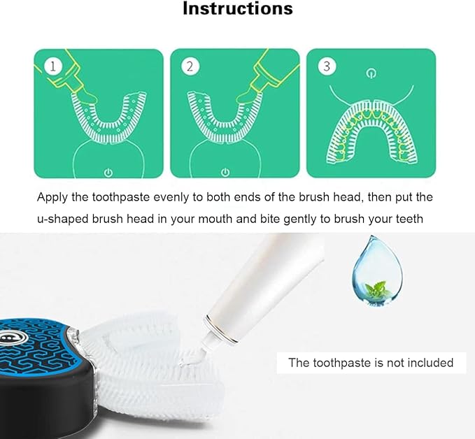 Automatic ToothbrushSonic Glow Toothbrush Teeth Whitening KitSonic BrushEquipped with Two Replacement Brush Heads (Black)
