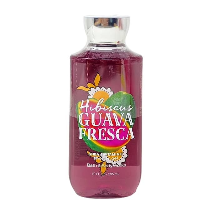 Bath &amp Body Works Hibiscus Guava Fresca - Pack of 3 - Shea &amp Vitamin E Shower Gel Bundle - 10 fl oz / 295 mL each
