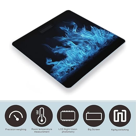 Blue Flame Bathroom Scale Rounded Smart Scale for Body Weight Automatic Power On/Off Weight Scales Accurate Bathroom Digital Scales for Pet Home Bedroom Kitchen