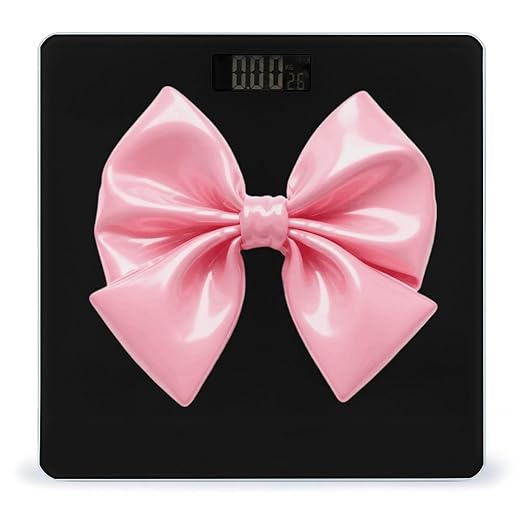 Pink Bow Scale for Body Weight Sturdy Tempered Glass Weighing Scales with LCD Display Accurate Digital Bathroom Scale Convenient Body Fat Smart Scales Easy Read