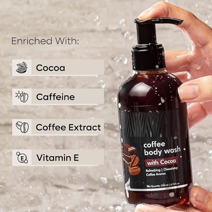NS Coffee Body Wash with Cocoa | De-Tan &amp Deep Cleansing Shower Gel | Enriched with Vitamin E &amp in Energizing Aroma of Chocolate | Suitable for All Skin Types | For both Men &amp Women (200ml
