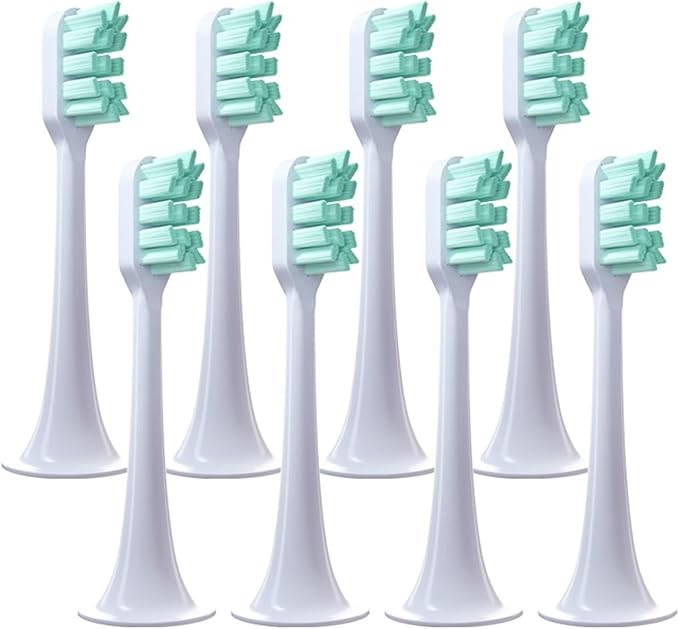 8pcs Replacement Toothbrush HeadsCompatible for Xiaomi T300 T500 Sonic Electric Teeth Brush Mijia Nozzles(8 Green)