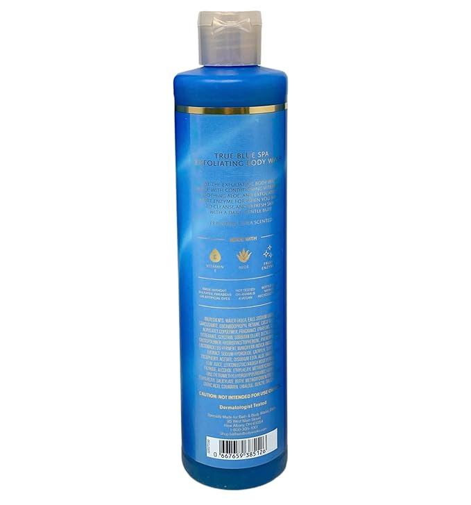Bath &amp Body Works True Blue Spa 2 Pack Exfoliating Body Wash Bundle with an Aloe Vera Bar Soap - Full Size