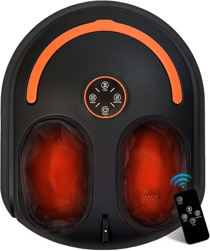 Shiatsu Foot Massager Electric Feet Massage Machine Deep Kneading Relief for Plantar Fasciitis Air Compression 3 Heat Levels Relax for Home Office Use Gifts for Women Mom Dad Black Mothers Day Gifts