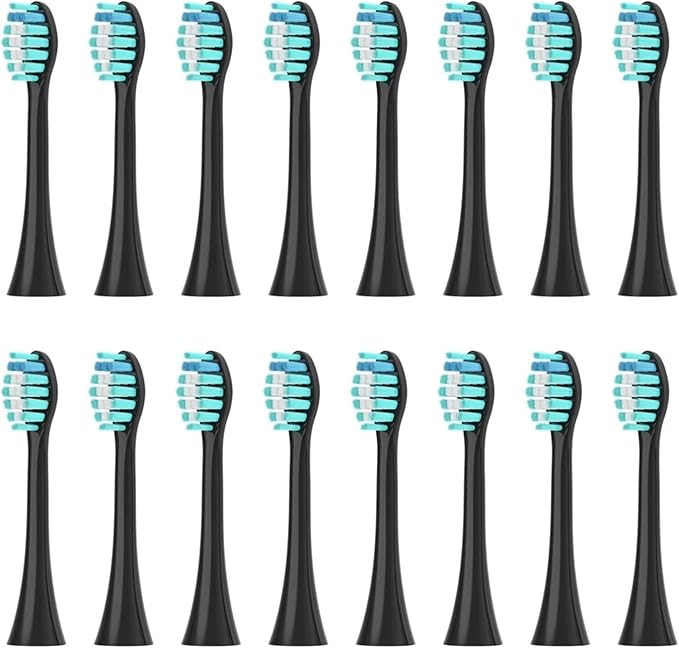 Compatible for Sonicool Electric Toothbrush Head 051B Cleaning Replacement Bristle Brush Heads Nozzles4/8/16pcs(16PCS Black)