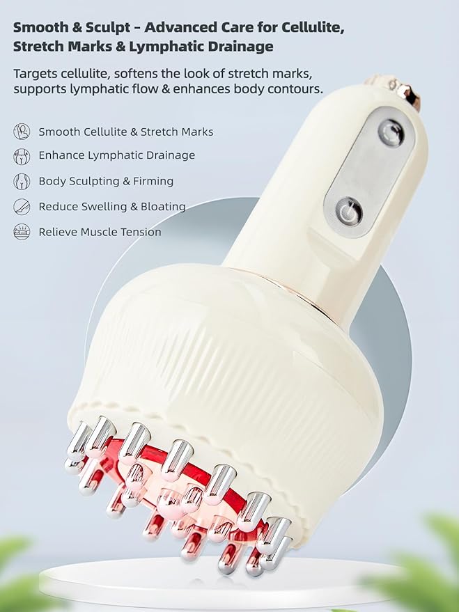 Lymphatic Drainage Massager &amp Anti Cellulite Massage Tool Helps Reduce Stretch Marks &amp Cellulite for Legs Arms &amp Belly Body Sculpting Machine with Microcurrent Light Heat &amp Vibra