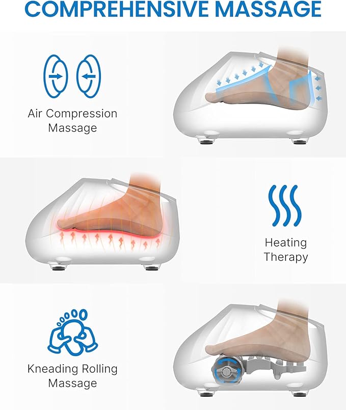 RENPHO Foot Massager Machine with Heat [2026 Upgraded] Shiatsu Foot Massager for Neuropathy Plantar Fasciitis Massager for Men Women Up to Size 14 FSA Eligible HSA Store Eligible Massager White