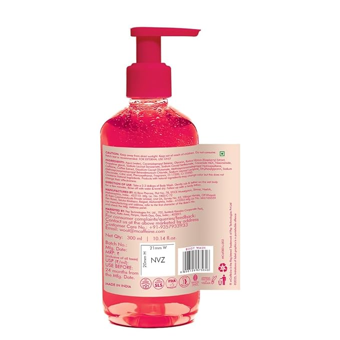 MC.a.f.f.e.i.n.e Brightening Raspberry Rush Body Wash Skin Brightening with 5% Niacinamide and Raspberry Extract All Skin Types 400ml