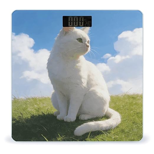 Grassland and Cat Weight ScaleClear LED Display Bathroom Digital Weighing ScaleTempered Glass Digital Bathroom Scale for Body Weight Capacity Up to 400 Lbs