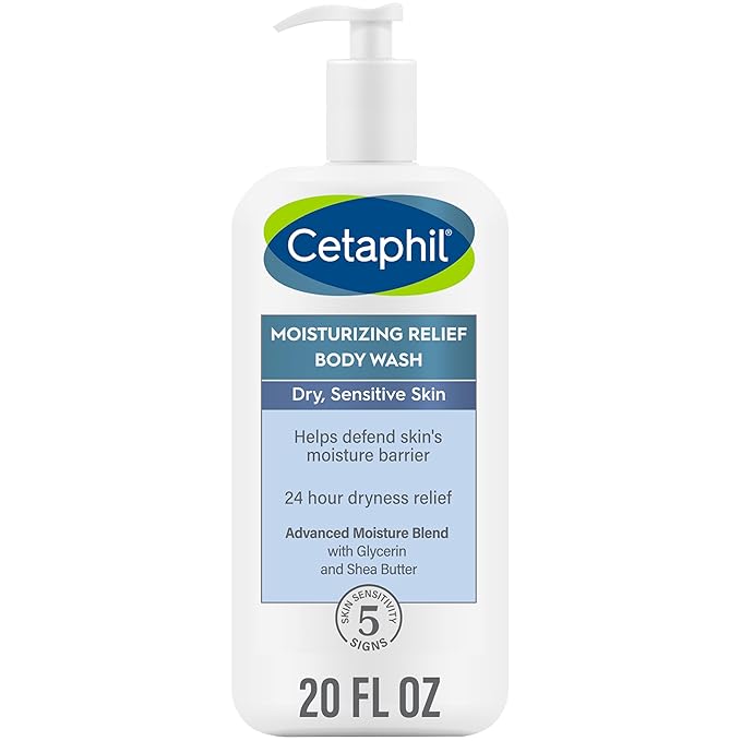 Cetaphil Body Moisturizer Hydrating Moisturizing Cream for Dry to Very Dry &amp Body Wash NEW Moisturizing Relief Body Wash for Sensitive Skin