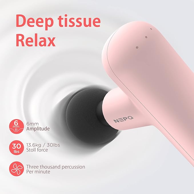 Mini Massage Gun SK6 Fascial Gun Portable Deep Tissue Percussion Muscle Back Head Massager for Pain Relief with 4 Massage Heads 4 Speed High-Intensity Vibration Rechargeable (Pink)