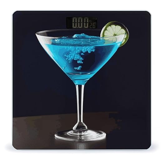 Blue Cocktail Weight Scale Digital Electronic Scales Bathroom Scale Larg LCD Backlight Display High Precisio MeasurementsTempered Glass