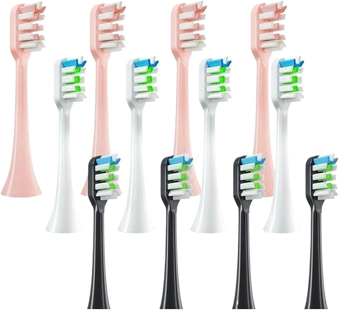 12pcs Brush Sonic Toothbrush Soft Bristle NozzlesCompatibility for X3/X3U/X5 Replacement Heads Clean Tooth(12pcs 3colors)